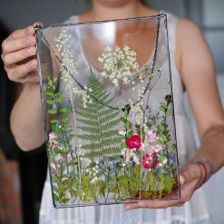 Pressed Flower Frame, Stained Glass Panel, Herbarium Frame