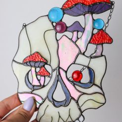 Gothic Suncatcher Skull Amanita Stained Glass Horror