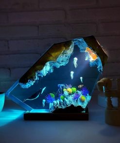 Humpback Whale And Jellyfish Resin Night Light