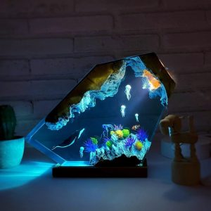 Humpback Whale And Jellyfish Resin Night Light