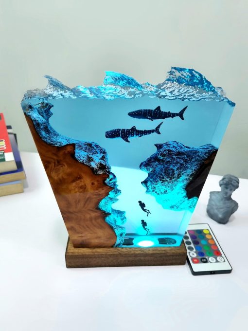 Great Whale Shark Resin Lamp. Resin Art Lamp