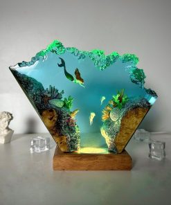 Mermaid Resin Epoxy Lamp, Epoxy Resin Wood Rustic