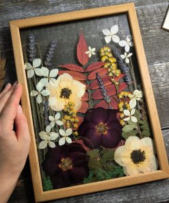 Botanical Art In Wooden Frame, Large Pressed Flower Frame