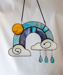 Suncatcher Rainbow With Cloud Stained Glass Decor