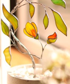 3D Suncatcher Flower Stained Glass Tree Botanical Art